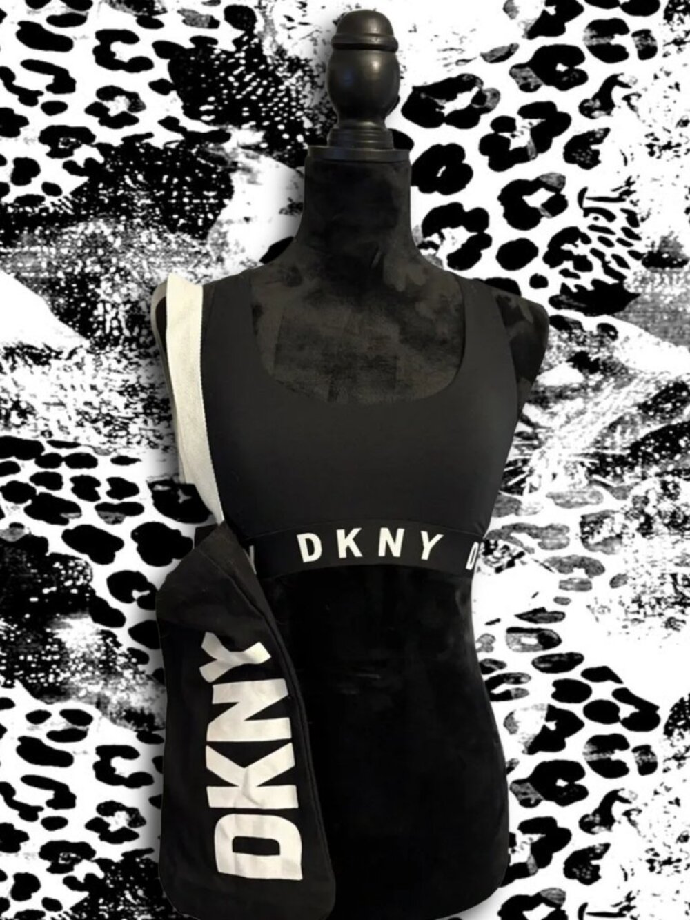 DKNY Black Cozy Boyfriend Sports Bra NWT